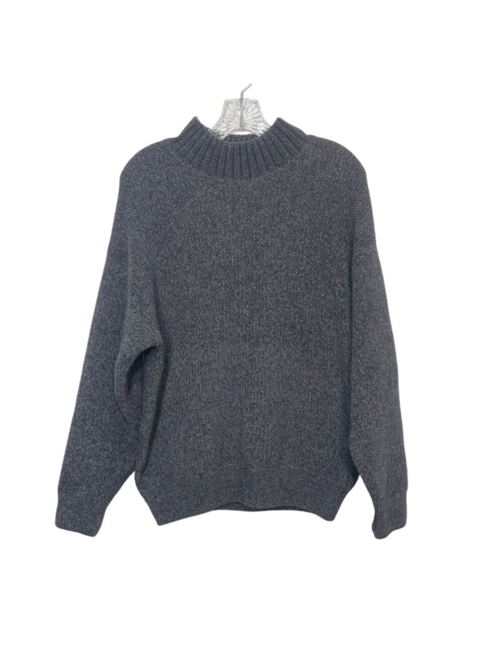 APT 9 Mock Neck Sweater Textured Knit Medium Gray Winter Fall